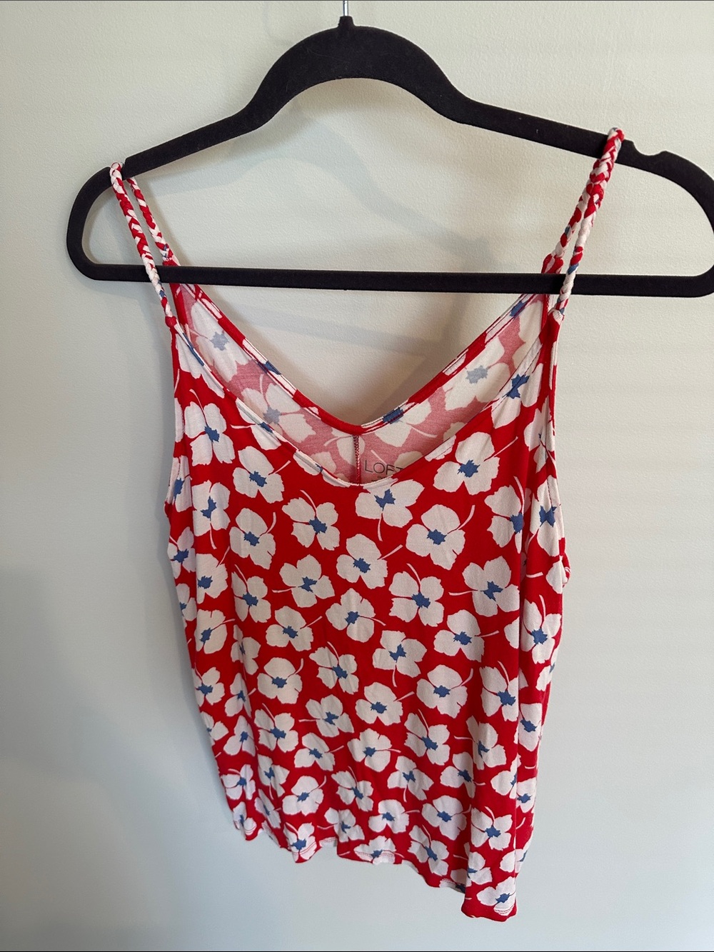LOFT Pink Floral Camisole with Blue Accents